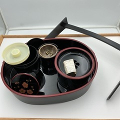 茶器セット 山中漆器 トレー付き 合成漆器 カシュー塗装の画像