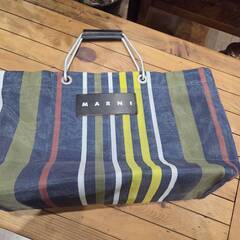 【愛品館 市原店】マルニ フラワーカフェ  ストライプ トートバッグの画像