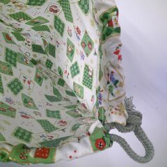 【ハンドメイド】クリスマス柄きんちゃく（白）①の画像