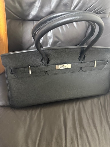 高品質牛革 ハンドバッグ ブラック シルバー金具