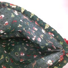 【ハンドメイド】クリスマス柄きんちゃく（深緑）②の画像