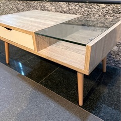 ロウヤ　ローテーブル　ガラステーブル　ナチュラル　北欧風デザインの画像