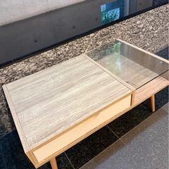 ロウヤ　ローテーブル　ガラステーブル　ナチュラル　北欧風デザインの画像