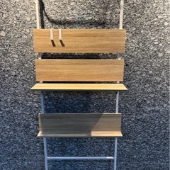 lowya 突っ張り棚　ハンガーラック　木製棚　壁面収納　ナチュラル　幅80の画像