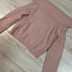 美品☆H&M オフショル　ニット　ピンク　ベビーピンク　Mサイズの画像