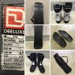 JF7p2412 スノーボード ブーツ バック 板 ビンティング セット Burton Custom DEELUXE ZEN 24cm Dreamfly 134cm DAKINE スノボ 現状の画像