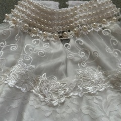 トップス　レディース　長袖　レース　白　パールの画像