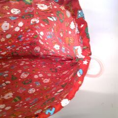 【ハンドメイド】クリスマス柄きんちゃく（赤）①の画像