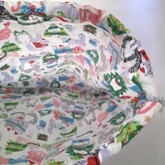 【ハンドメイド】クリスマス柄きんちゃく（白）②の画像