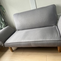 【美品】ソファ2人掛け クッション付 一人暮らし グレーの画像
