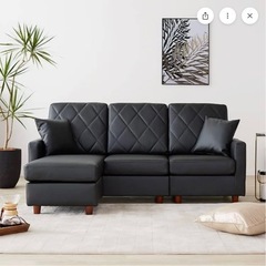 【LOWYA・12/6までに引き取りできる方優先！】3人掛けカウチソファ キルティングの画像