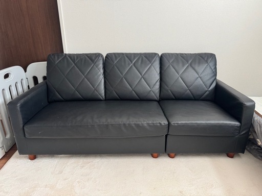 【LOWYA・12/6までに引き取りできる方優先！】3人掛けカウチソファ キルティング