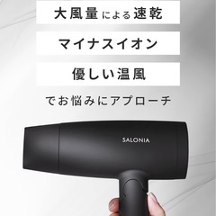 SALONIA サロニア スピーディーイオン ドライヤー 大風量 速乾 軽量 マイナスイオン ヘアドライヤー SL-013AB ブラックの画像