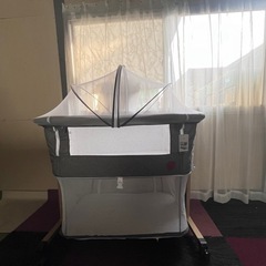 HZDMJベビーベッド 添い寝 折りたたみハイローベッド 08C-G グレーの画像