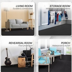 ブラックトレーニングジョイントマット防音 衝撃吸収 抗菌防臭床暖房対応12枚*3の画像