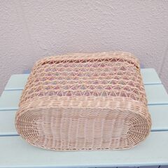 昭和レトロ 春向け 籠バッグ／サザエさん風買物バッグの画像