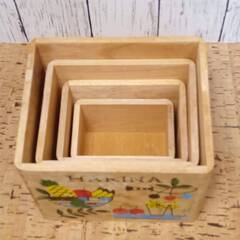 木製 蓋つき小物入れ 4つセット／入れ子タイプ（マトリョーシカ風）の画像