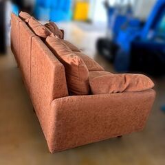 【自社配送は札幌市内限定】3人掛け合皮ソファ スエード風 ブラウン系 幅180cm 中古【USED】の画像