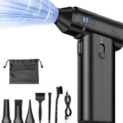 【決まりました】エアダスター 電動ブロワー 10000mAh 小型 強力風速135m毎秒 280000RPM 3種ノズル付き の画像