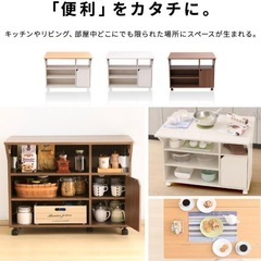 折り畳み式バタフライテーブル　ホワイト×ホワイト　収納大容量キャスター付きの画像