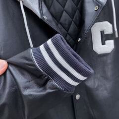 Celine セリーヌ 本革 レザー パーカー フーディ 黒 50の画像