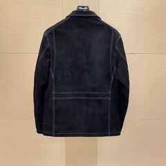 プラダ スエード レザージャケット ブラック 三角ロゴ 50サイズの画像