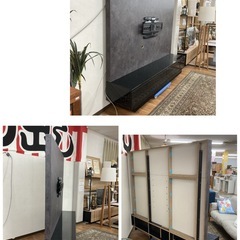 ジモティー限定価格！S721 ⭐ Pamouna パモウナ 壁面テレビボード テレビボード ソフトクローズ搭載 お洒落 モノトーン 幅200cm USED 綺麗の画像