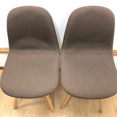 ss8103　ダイニングチェア 2脚セット ブラウン ファブリック アームレス 食卓椅子 木脚 布製座面 パーソナルチェア リビング イス いす シンプル 茶 ダイニングチェア 中古の画像