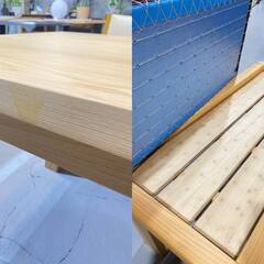 I2★4人用ダイニングセット★桧無垢テーブル W120cm ベンチ 回転チェア2脚 天然木 ナチュラル 食卓 ダイニングの画像