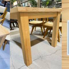 I2★4人用ダイニングセット★桧無垢テーブル W120cm ベンチ 回転チェア2脚 天然木 ナチュラル 食卓 ダイニングの画像