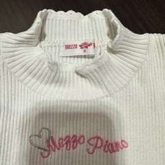 メゾピアノ リブニット タートルネック セーター ホワイトSサイズの画像