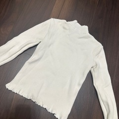メゾピアノ リブニット タートルネック セーター ホワイトSサイズの画像