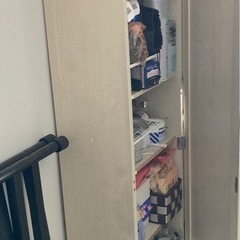 ミラー付き収納棚 木目調 白の画像