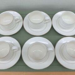 HOYA BONE CHINA カップ＆ソーサー 6客セット 金彩 レトロ シンプル 保谷 札幌 西野店の画像
