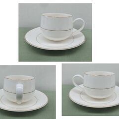 HOYA BONE CHINA カップ＆ソーサー 6客セット 金彩 レトロ シンプル 保谷 札幌 西野店の画像