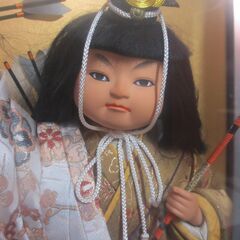 市松人形（武者人形）ガラスケース入り／高さ35cm 直接受け渡しのみの画像