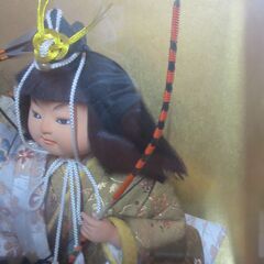 市松人形（武者人形）ガラスケース入り／高さ35cm 直接受け渡しのみの画像