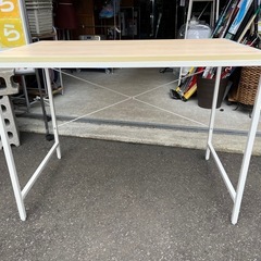 (A) シンプル OA デスク PCデスク 机 テーブル 作業台としても W1000 D600 H740 ナチュラルカラー 中古品 ④の画像
