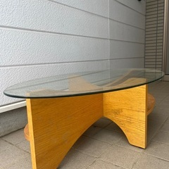ガラス　ローテーブル　木製　しっかりした作りです！の画像