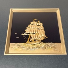 関 武比古 純銀 額 帆船 6号 大洋をゆく白い帆 煌く波 金銀工芸 伝統工芸の画像