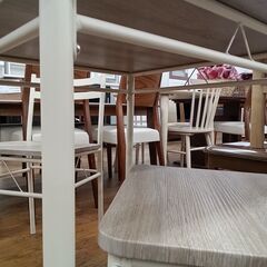 ★リユースのサカイ水戸店★  2人掛けダイニングセット オークベージュ H70×D70×W70.5 クリーニング済み MT6510の画像