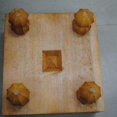 [1771]国産　木製　囲碁盤 19x19　6寸　脚付き　へそ有　昭和レトロの画像