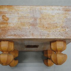 [1771]国産　木製　囲碁盤 19x19　6寸　脚付き　へそ有　昭和レトロの画像