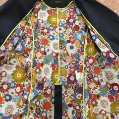 イネドINEDトレンチコート スプリングコート ステインカラーコートアウター 冬服 秋服 春服ネイビー紺色ダークブルー青色無地花柄植物柄 綿 キュプラ表示サイズ9レディースlady's LADYS女性用婦人ウィメンズwomen日本製国産国内製メイドインジャパンの画像