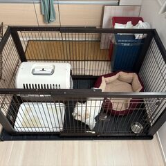 リッチェル 木製スライドペットサークル ワイド + 屋根面の画像