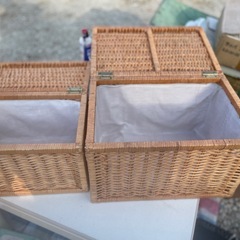 北欧 蓋付きかご バスケット 収納 2個セットの画像