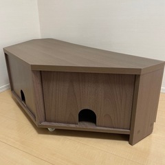 ブラウン コーナー型 テレビ台の画像