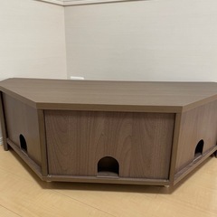 ブラウン コーナー型 テレビ台の画像
