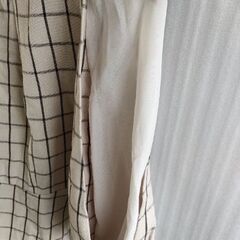 美品　スクエアネックブラウス　チェック柄　七分袖の画像