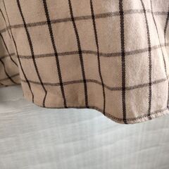 美品　スクエアネックブラウス　チェック柄　七分袖の画像